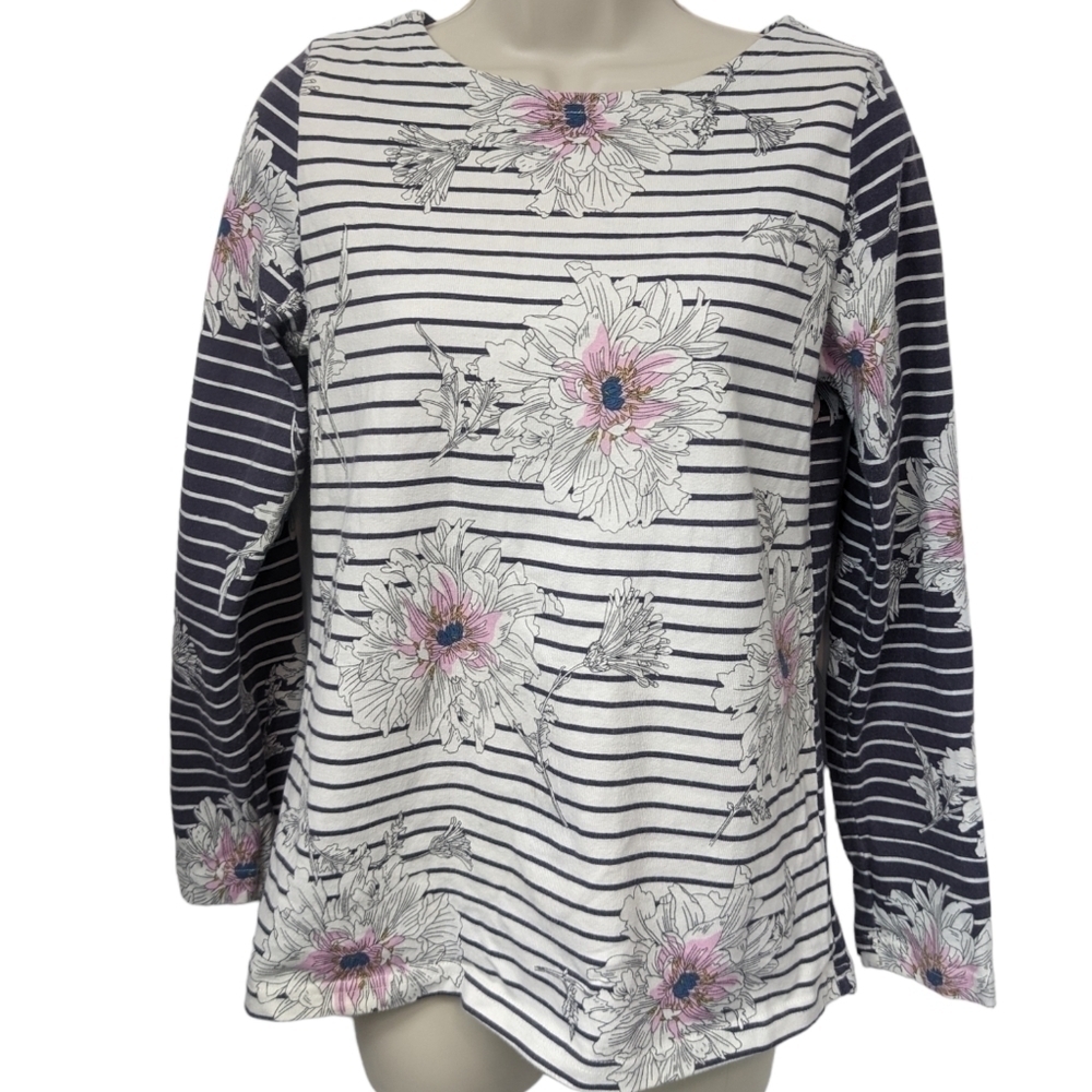 Joules Boatneck Floral and Stripe Top Sz US 6
